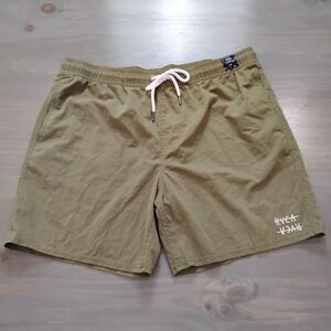 NWT RVCA Elastic Waist Shorts Mens XL Olive Green Drawstring 17" Pockets Active
